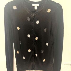 Charter Club Festive Black Cardigan, size M
